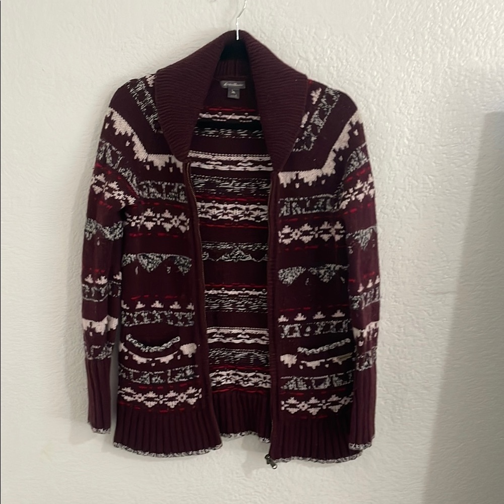 Women's Burgundy Patterned Sweater